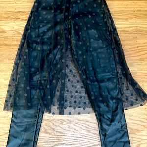 Faux leather pants with lace skirt, size small.